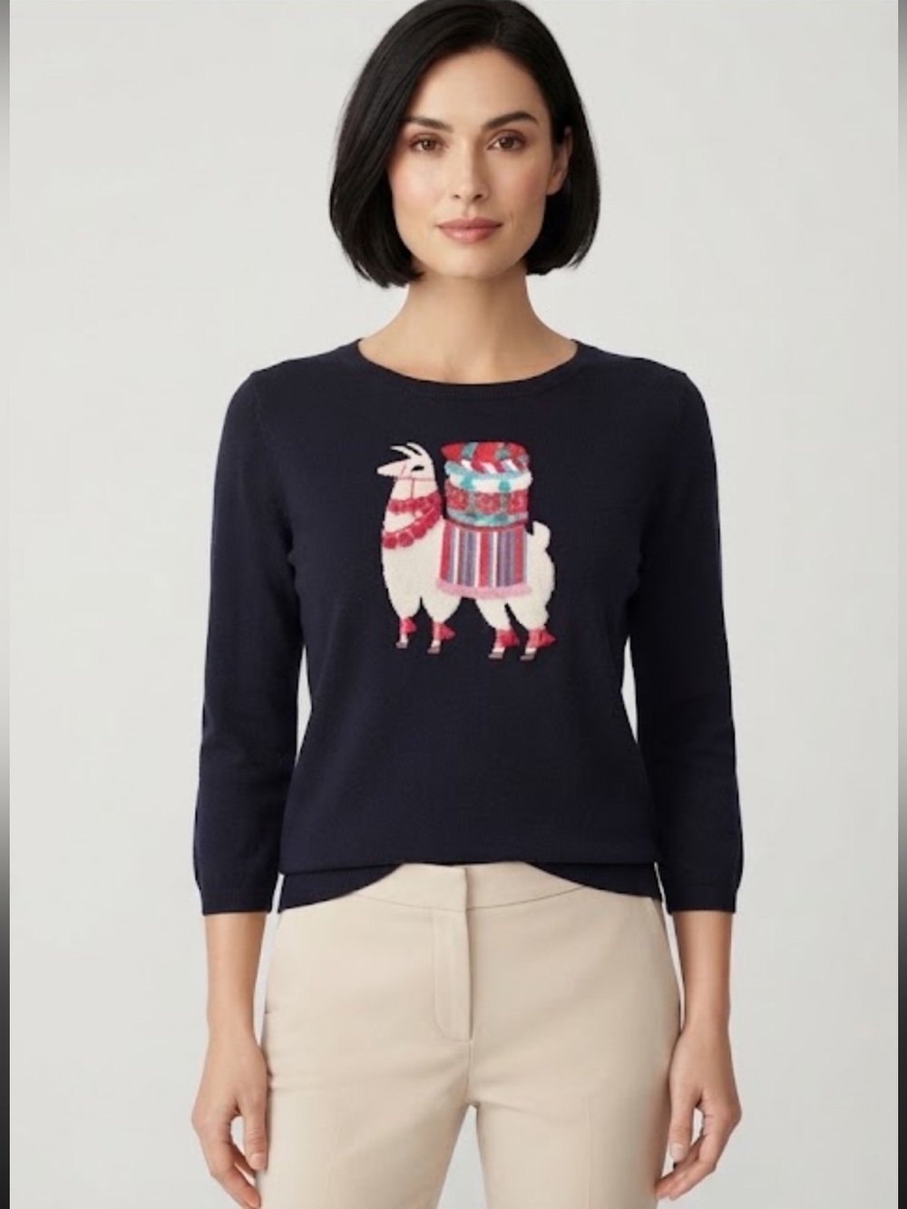 NWT Talbots Llama w Gifts Knit Sweater Size XLP